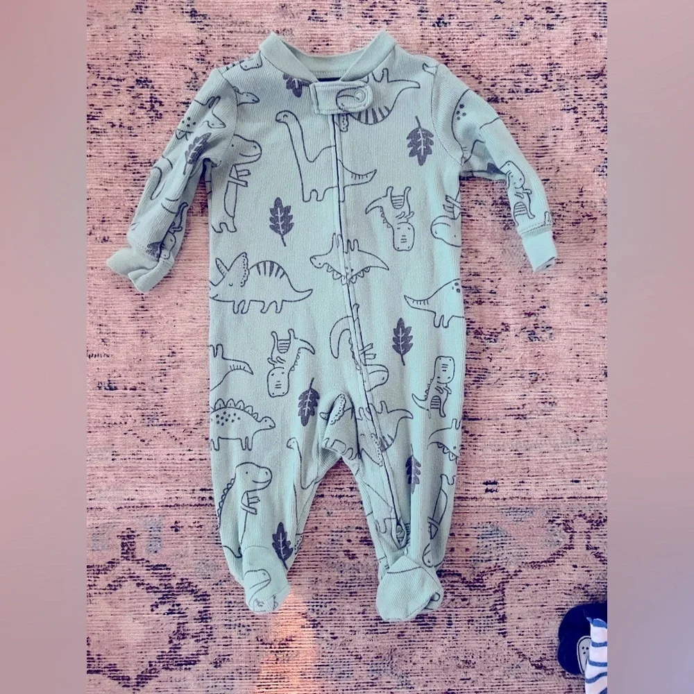 Carter's Dino Print Footie - Mint Green